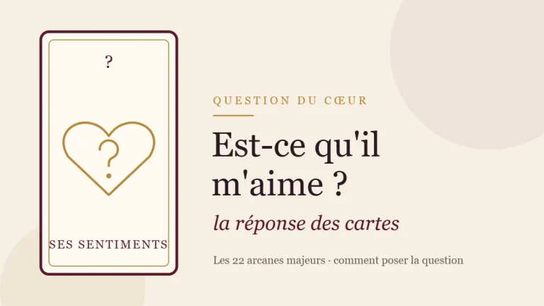 Illustration d'un cœur avec un point d'interrogation, pour la question est-ce qu'il m'aime au tarot