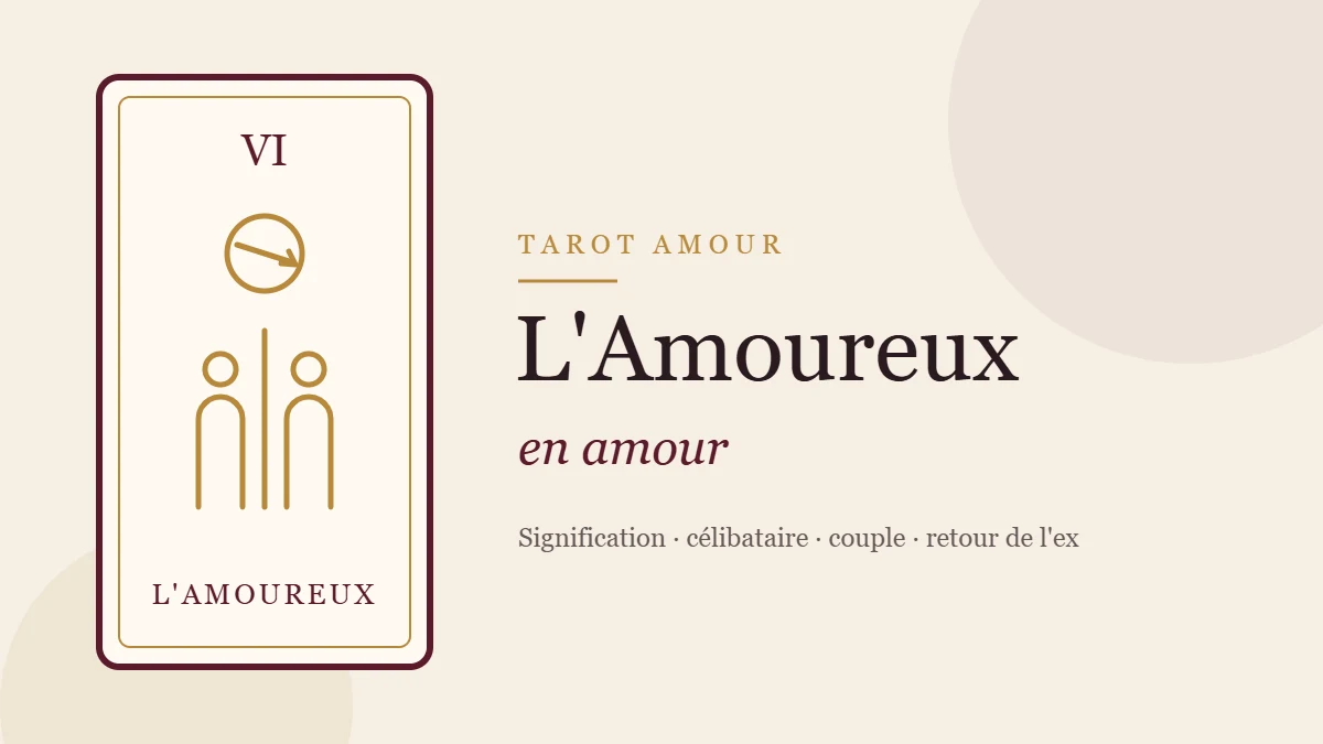 Illustration de la carte de l'Amoureux, arcane VI du tarot, en amour