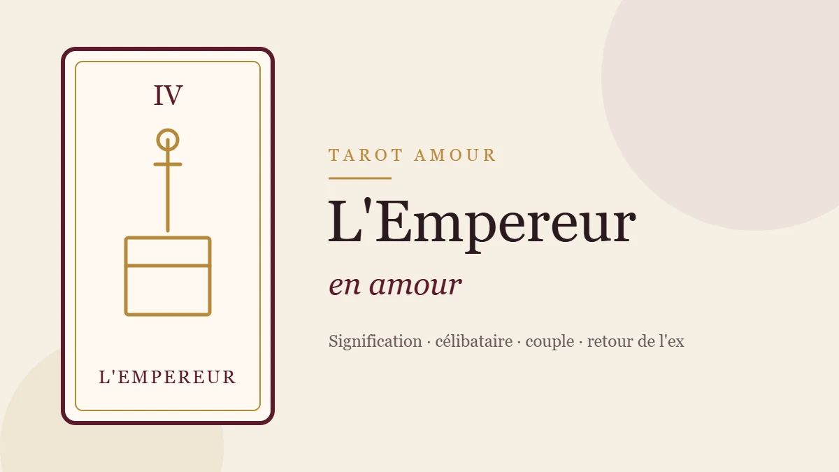 Illustration de la carte de l'Empereur, arcane IV du tarot, en amour