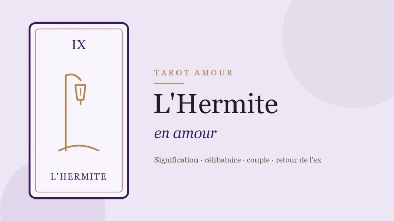 Illustration de la carte de l'Hermite, arcane IX du tarot, en amour