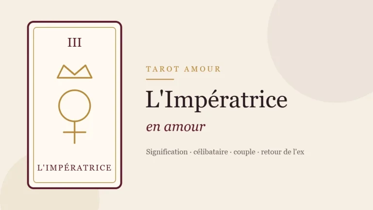 Illustration de la carte de l'Impératrice, arcane III du tarot, en amour