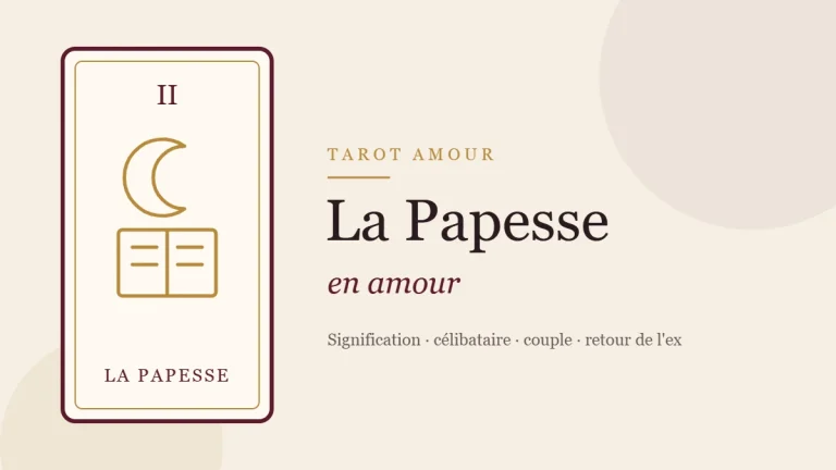 Illustration de la carte de la Papesse, arcane II du tarot, en amour