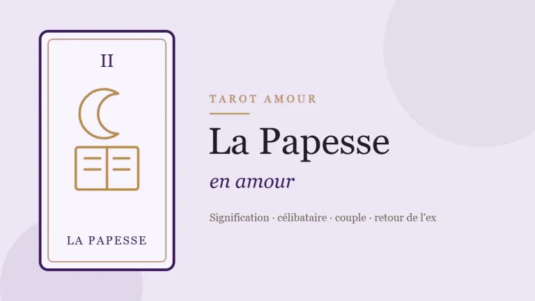 Illustration de la carte de la Papesse, arcane II du tarot, en amour