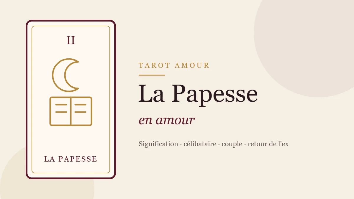 Illustration de la carte de la Papesse, arcane II du tarot, en amour