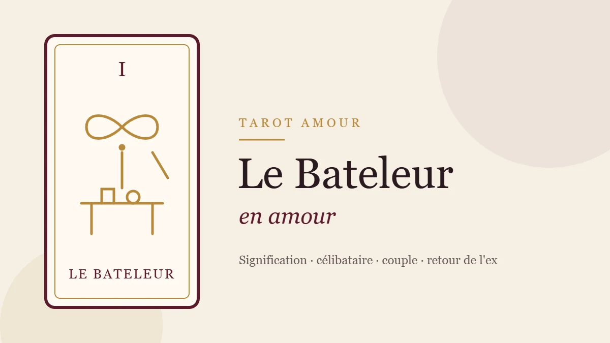 Illustration de la carte du Bateleur, arcane I du tarot, en amour