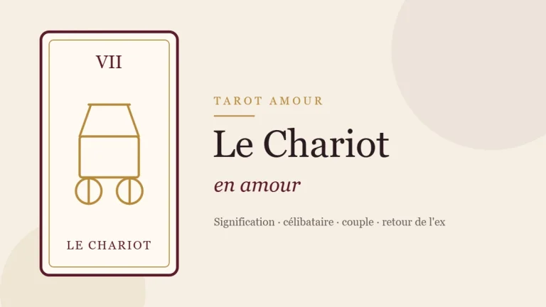 Illustration de la carte du Chariot, arcane VII du tarot, en amour
