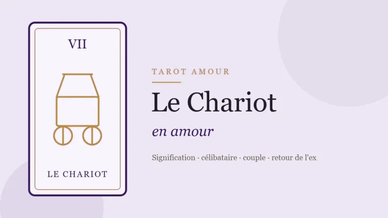 Illustration de la carte du Chariot, arcane VII du tarot, en amour