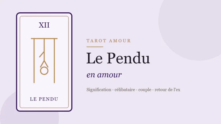 Illustration de la carte du Pendu, arcane XII du tarot, en amour