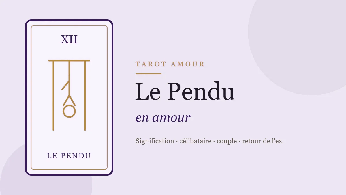 Illustration de la carte du Pendu, arcane XII du tarot, en amour